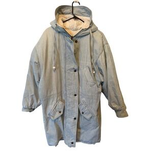 Vintage 80's Northwest Blue Company Acid‎ Wash Denim Sherpa Lined Winter Coat LG